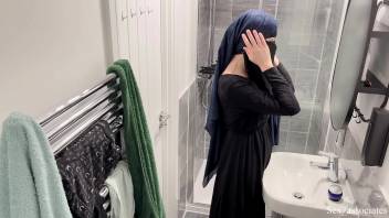 OMG! I didn't know arab girls do that. A hidden cam in my rental apartment caught a Muslim arab girl in hijab masturbating in the shower.